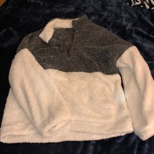 Fuzzy sweater, quarter zip